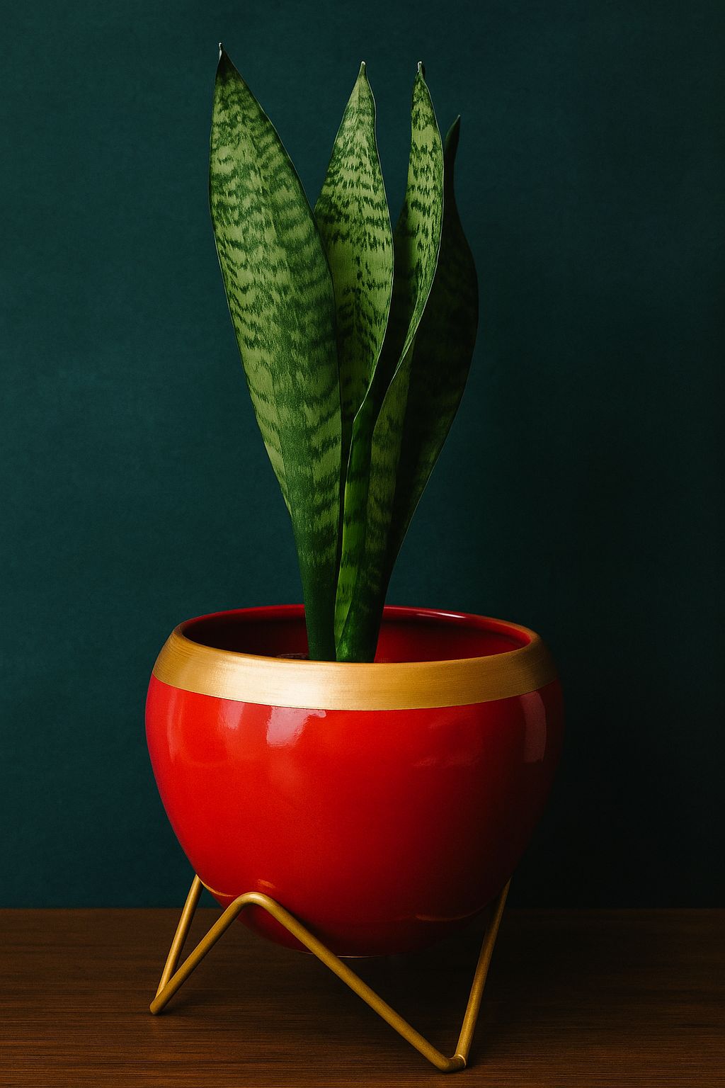 Red Metal Pot With Stand