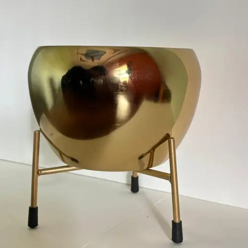 Golden Metal Pot With Stand - The Mini Roots