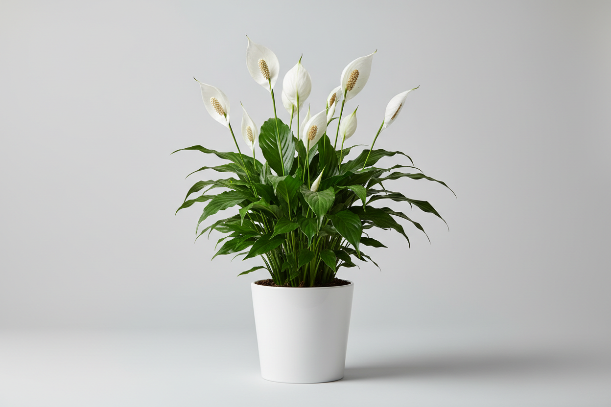 peacelily with whjte pot