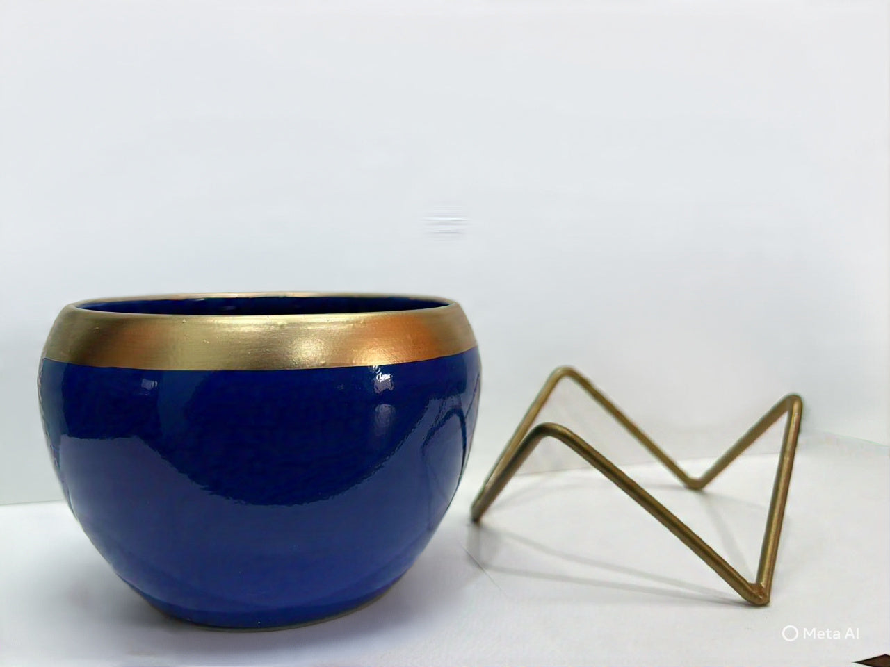 Blue Metal Pot With Stand