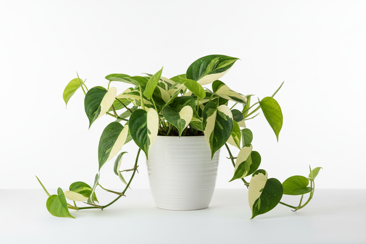 philodendron oxycardium variegated plant with white pot